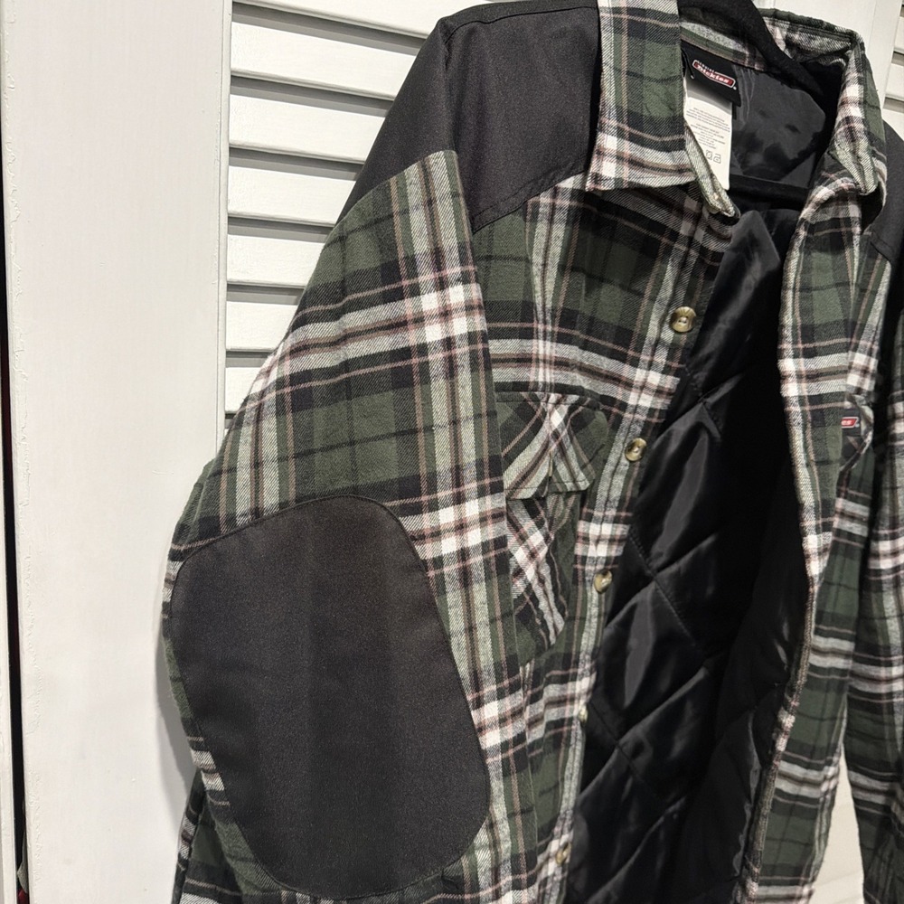 Dickies Mens Large Green Insulated Button Up Flannel Jacket Plaid P204260 - Picture 6 of 15